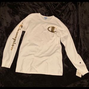 NWT Champion Gold Foil Logo Long Sleeve Men’s (XL)